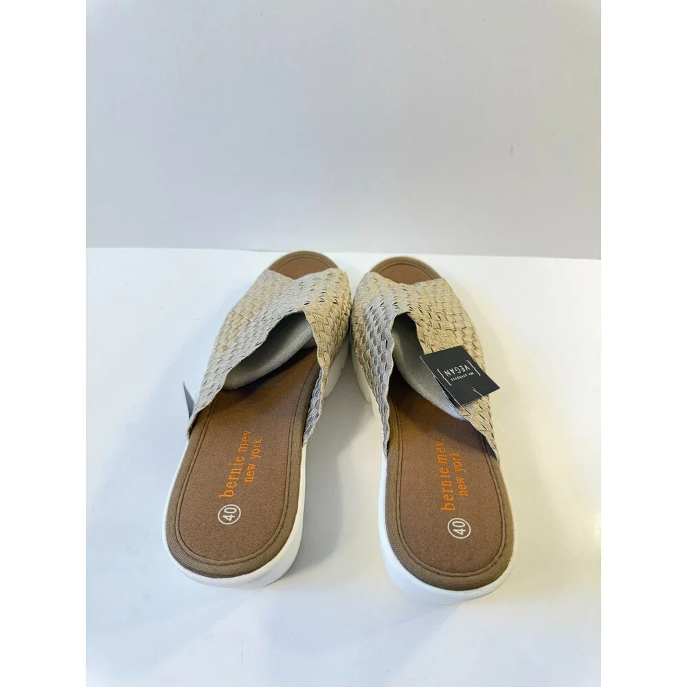 Bernie Mev Womens Wedge Sandals Gold Woven US EU 40 US 9